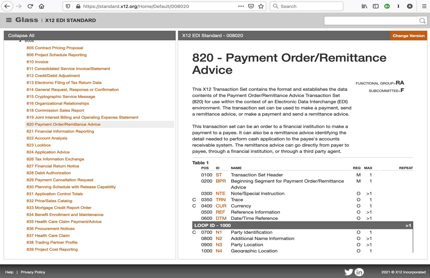 Sample Transaction Set - Finance